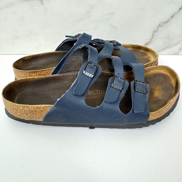 Birkenstock Womens Florida Birko-Flor Soft Bed Sandal Size 40 / 9 Vegan Blue - Picture 3 of 11